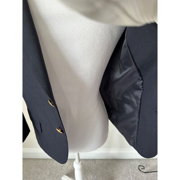 Lands End Size 8 Husky Kids Navy Blue Lined Wool Blend Blazer Jacket - Picture 5 of 11
